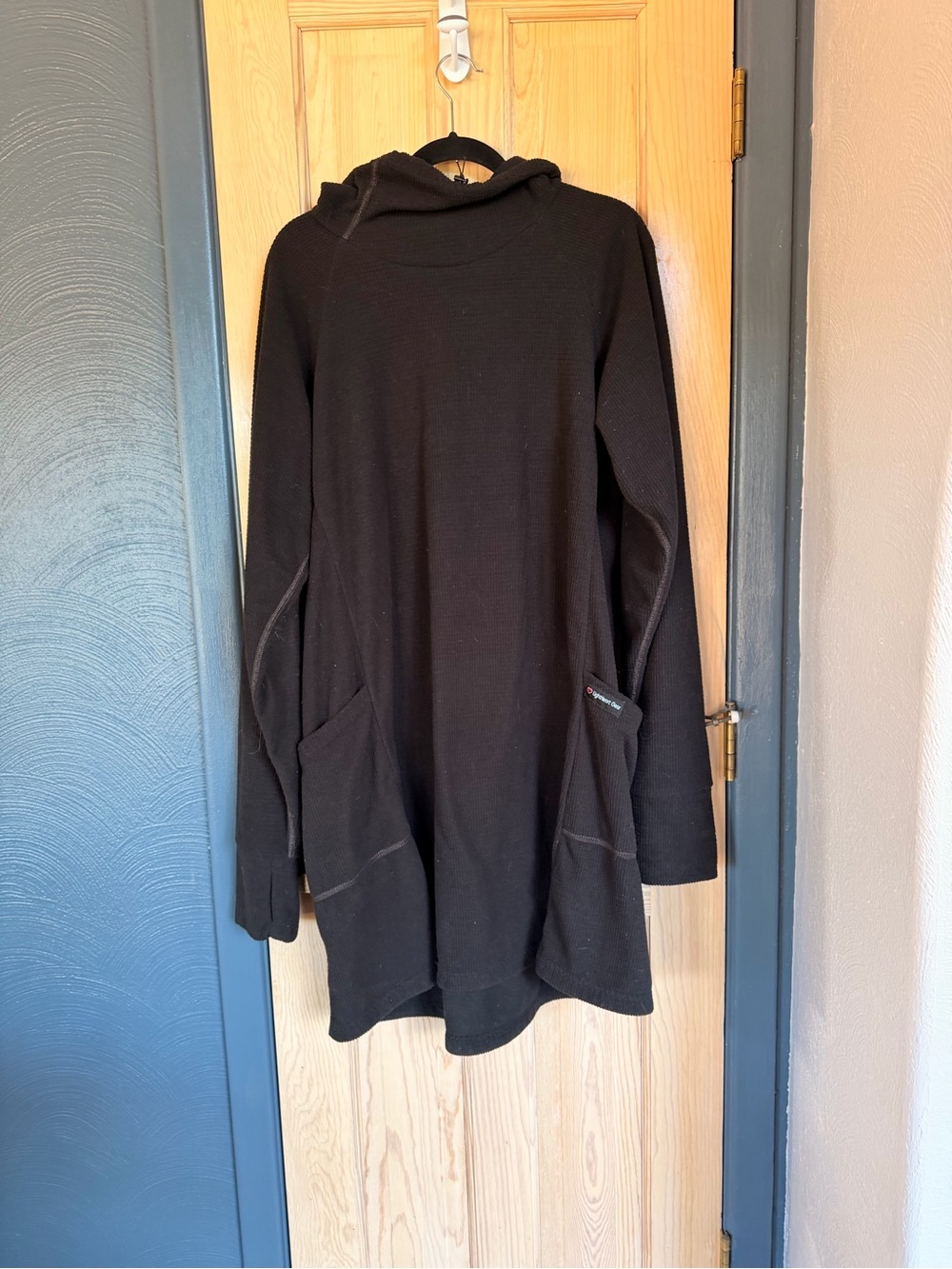 Black Women's Microgrid Fleece Hoodie Dress